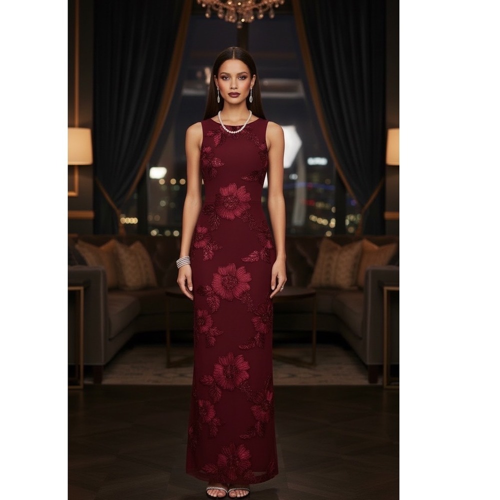 Princess Polly Fionna Sleeveless Floral Burgundy Maxi